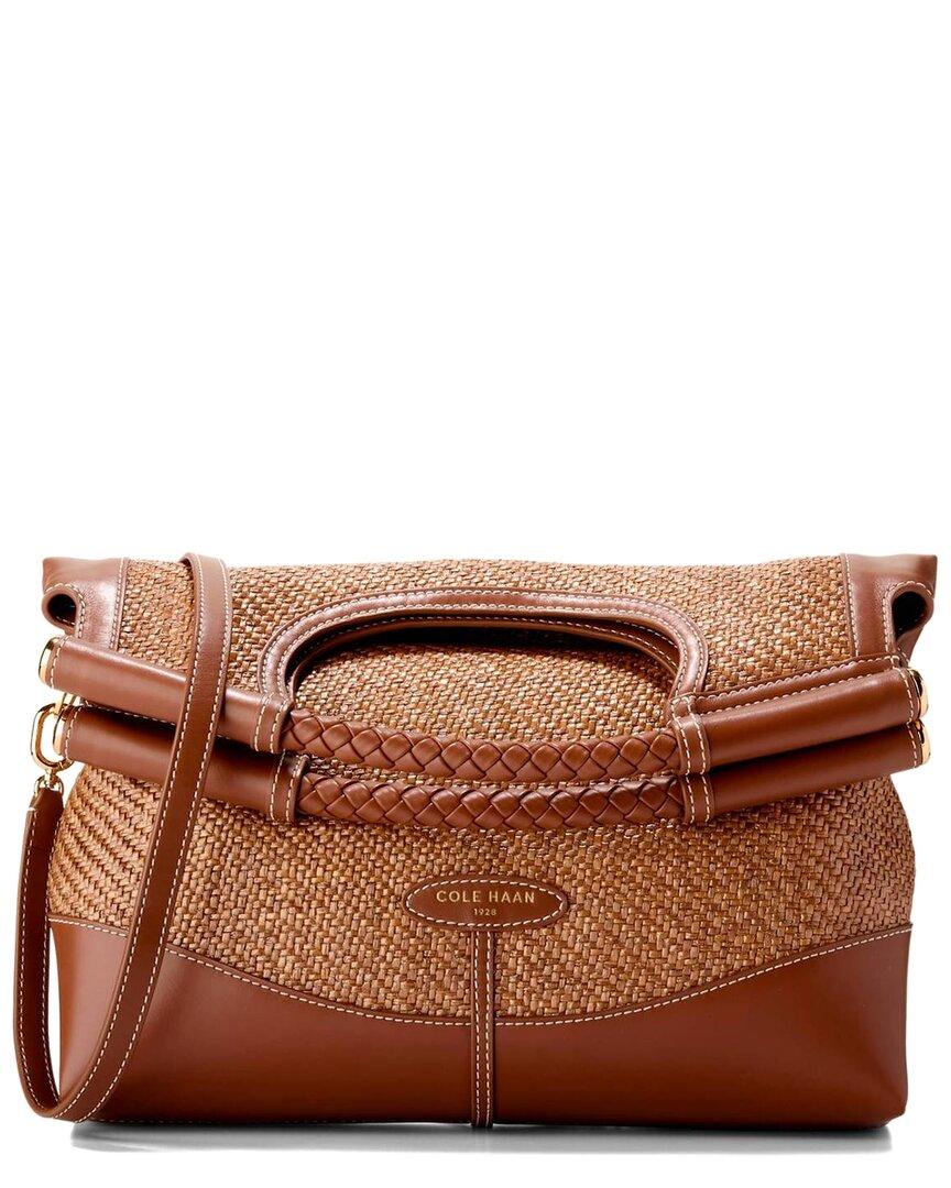 Cole Haan Carolyn Fold-Over Raffia Tote in Brown | Lyst