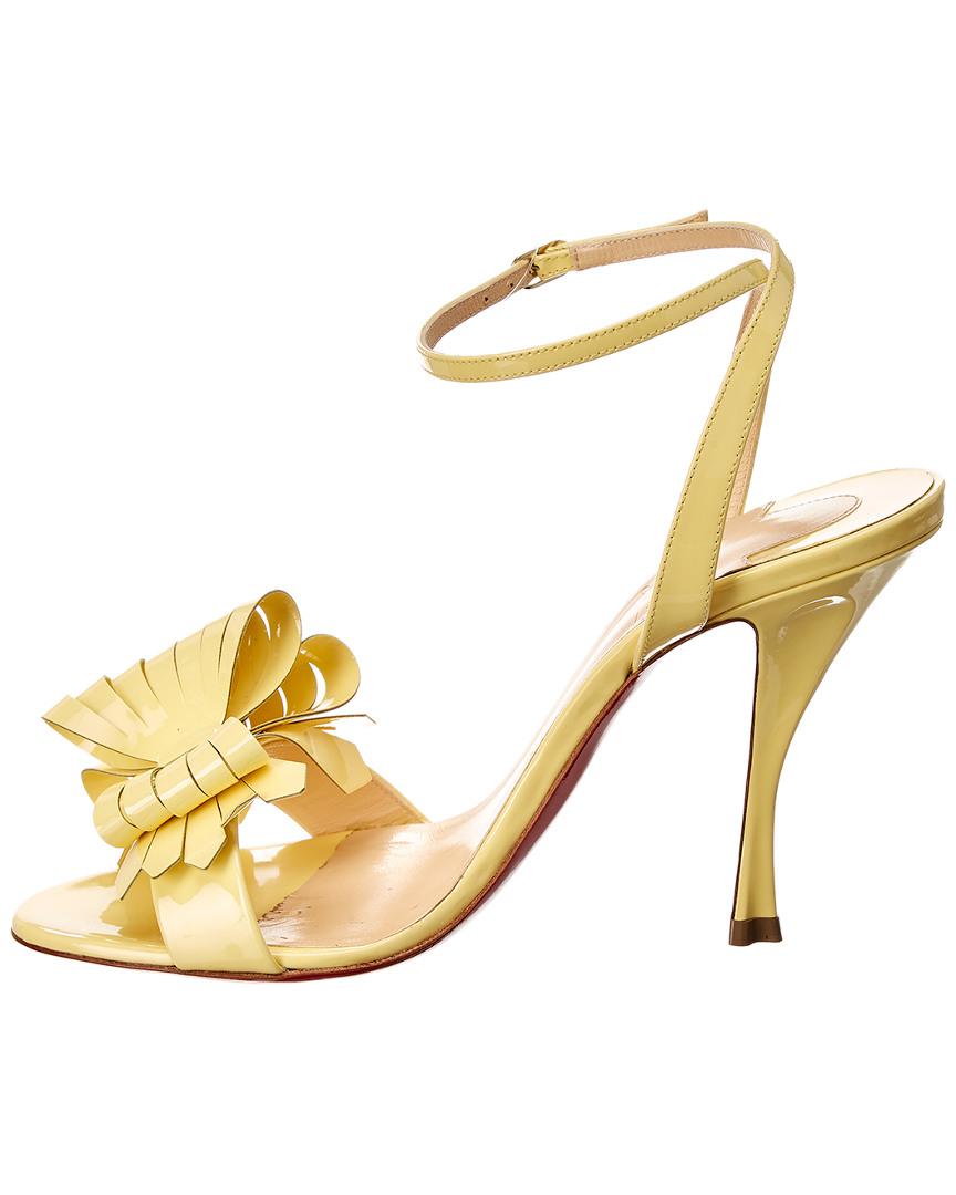 Christian Louboutin Leather Miss Valois 100 Patent Sandal in Yellow - Lyst
