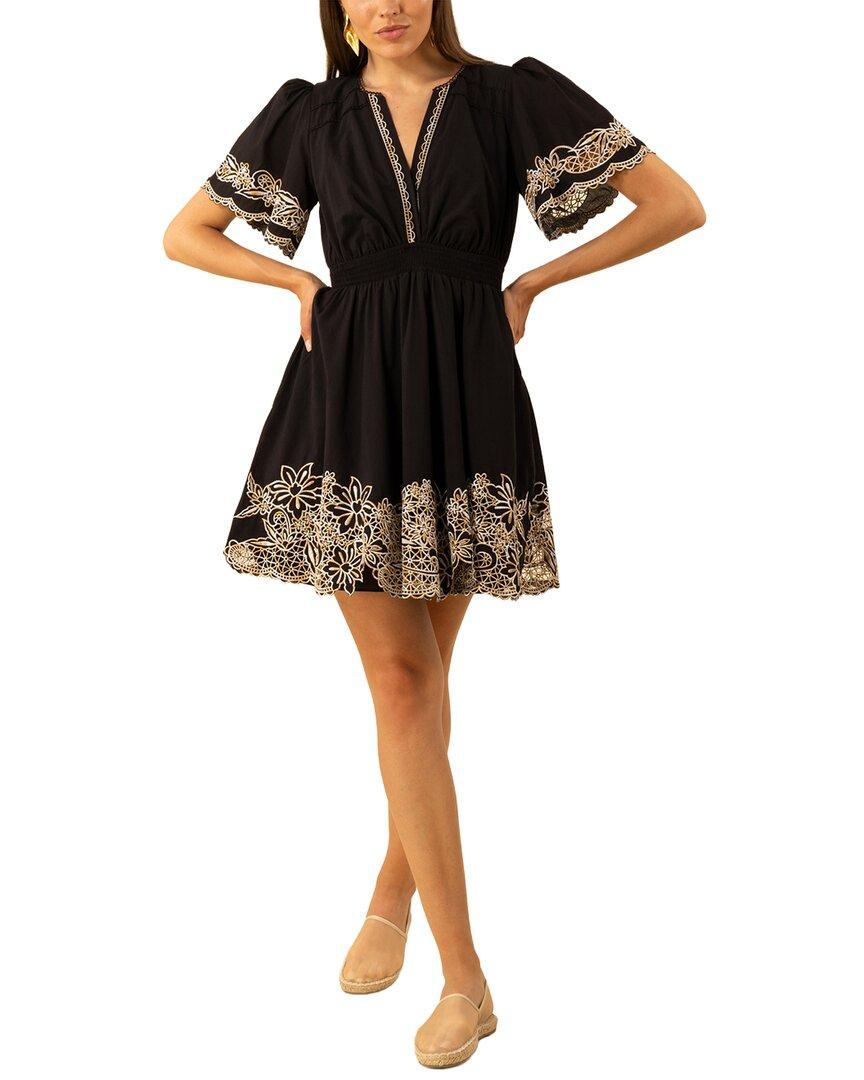sachin and babi light blue dress Calla Silk-Velvet Mini Dress in Dandy Embroidery Deep Navy main image 0