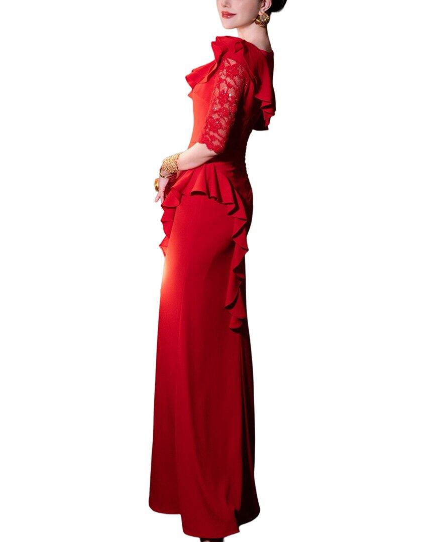 chinese dress ladies Strapless A-line full-length brocade gown with sheer bolero  John Paul  Ataker