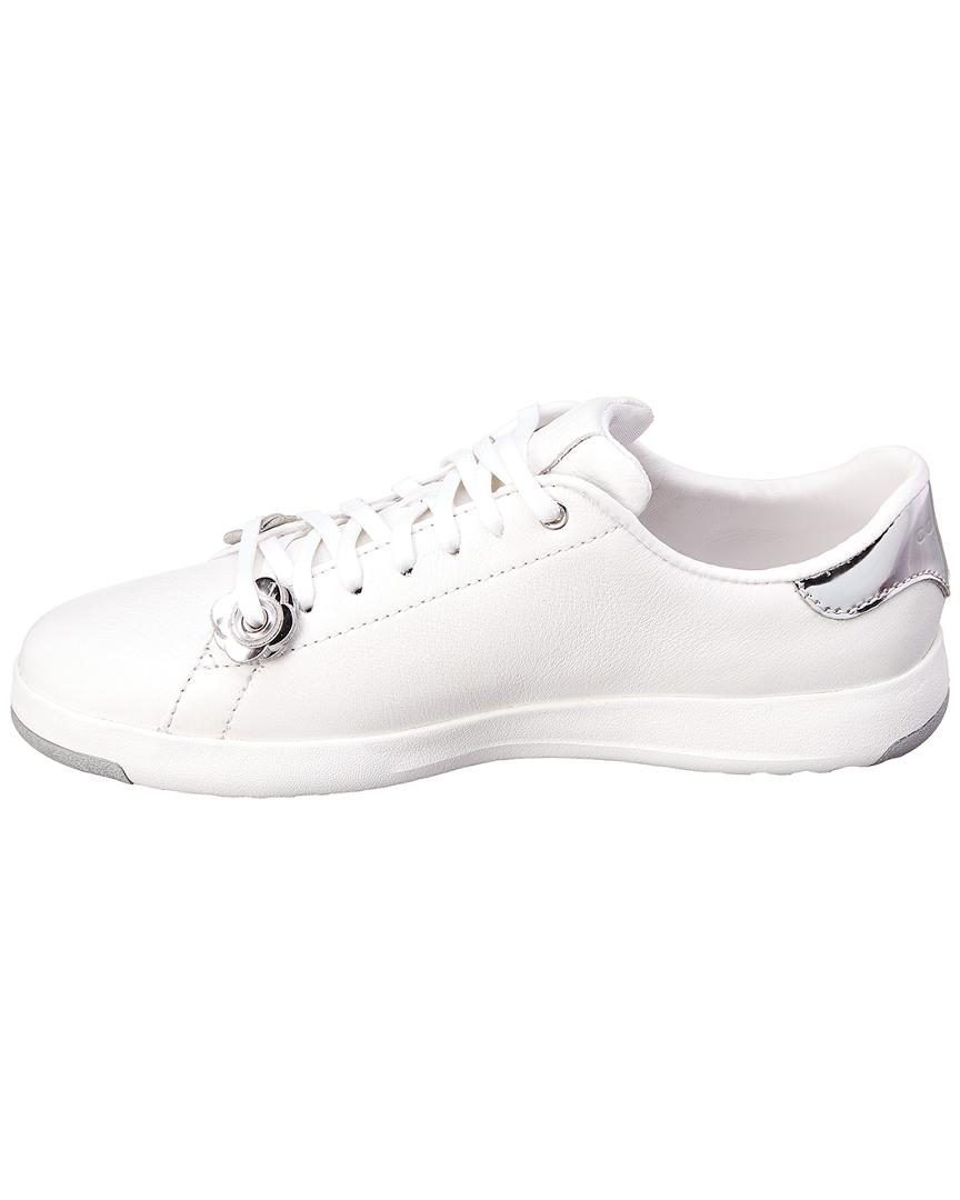 Cole Haan Leather Grandpro Flower Tennis Sneakers in White | Lyst
