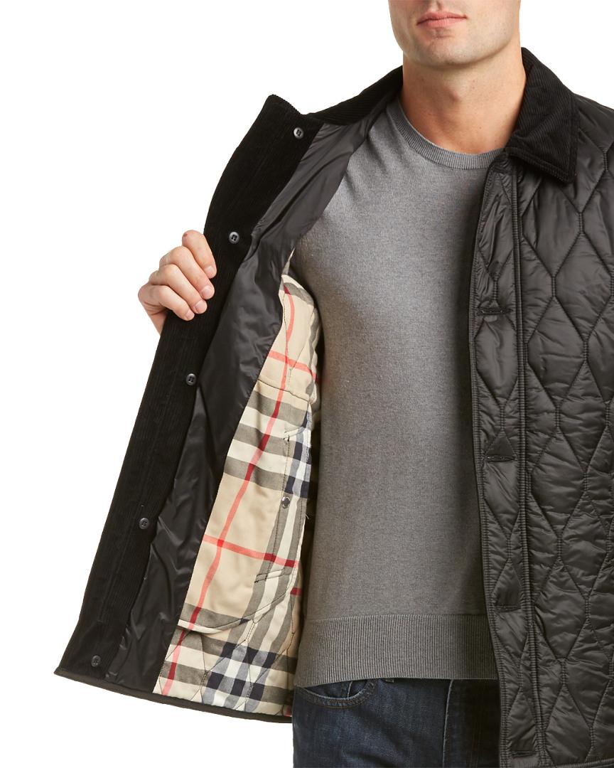 Konkurrere korrelat Garderobe Burberry Check Detail Corduroy Collar Quilted Jacket in Black for Men | Lyst