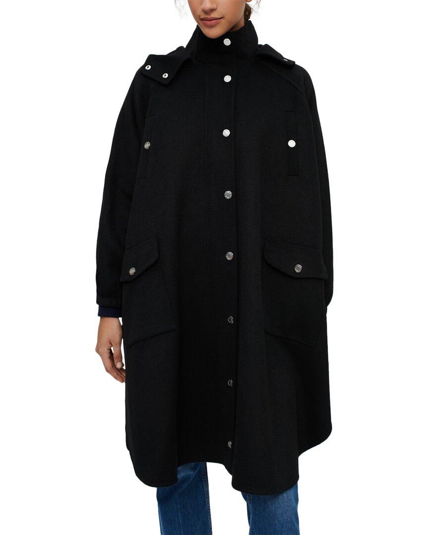 Maje gape wool blend coat in black lyst