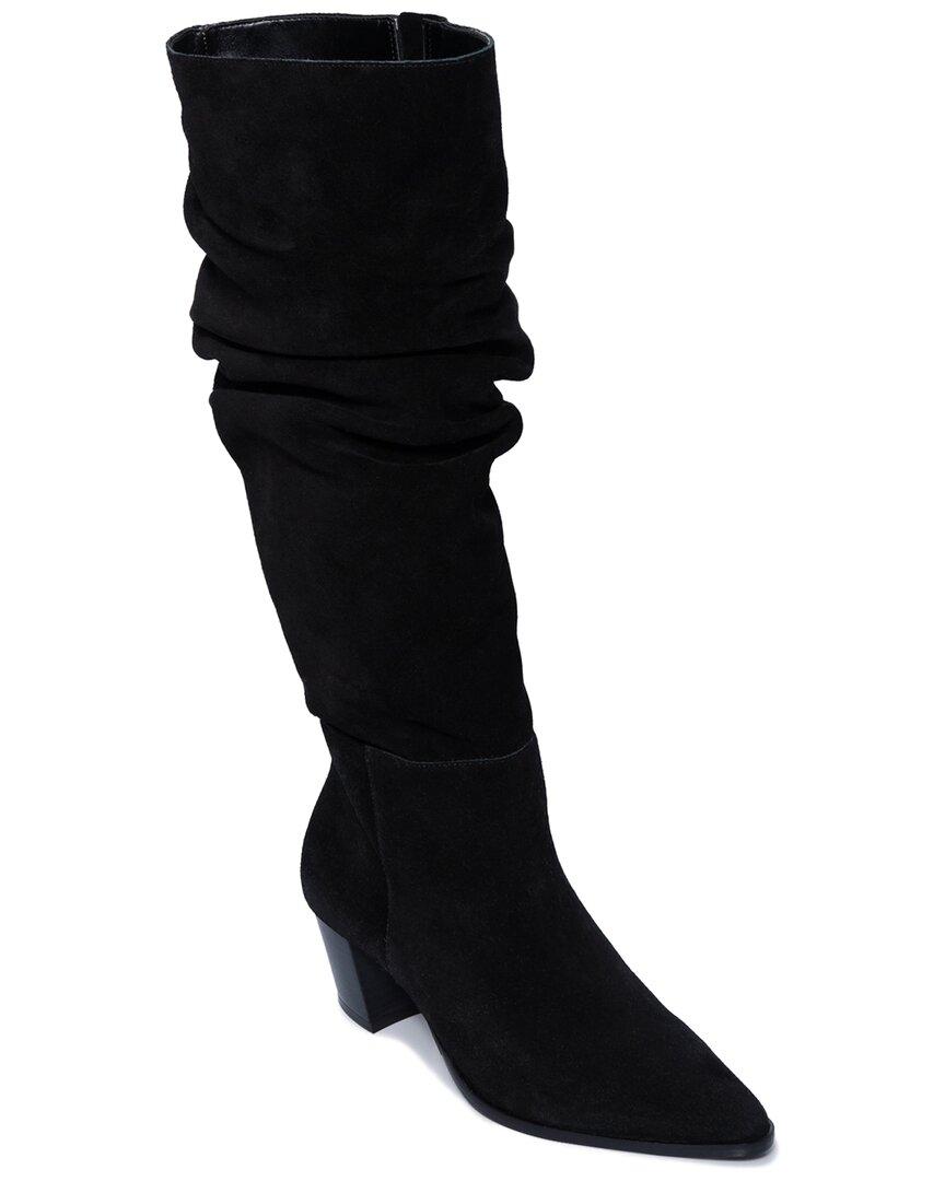 Black suedette knee high boots hot sale