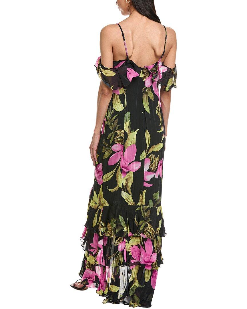 knee length dresses for ladies Pink High Neck Ruffle Tiered A-Line Midi Dress