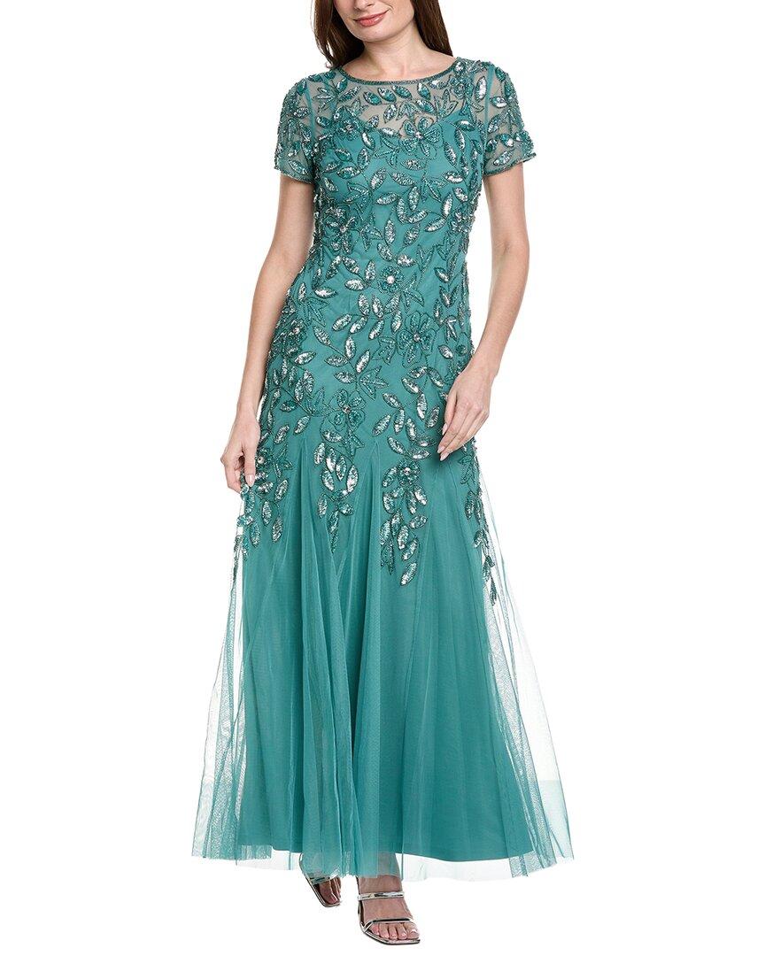 knee length dresses for ladies Stretch Sequin Sleeveless Cowl Neck Gown With Gathered Details In Champagne  Silver-Champagne/Silver / Regular / 0 main image 0
