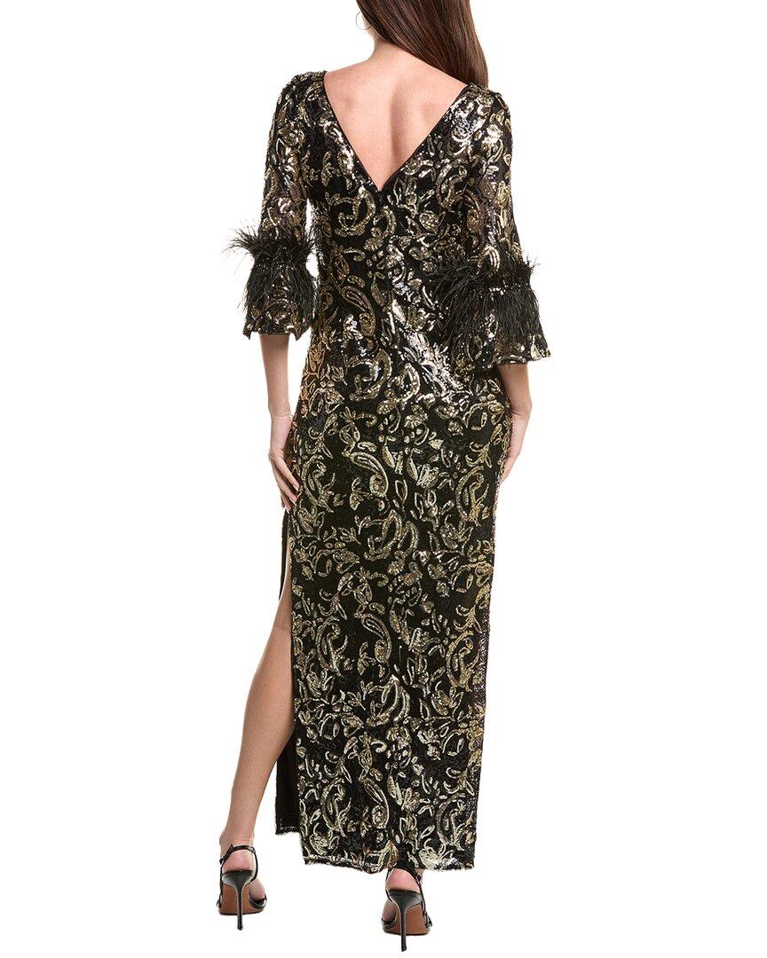 adrianna papell green sequin dress Adrianna Papell Short Sleeve 3D Beaded Vine Gown main image 1