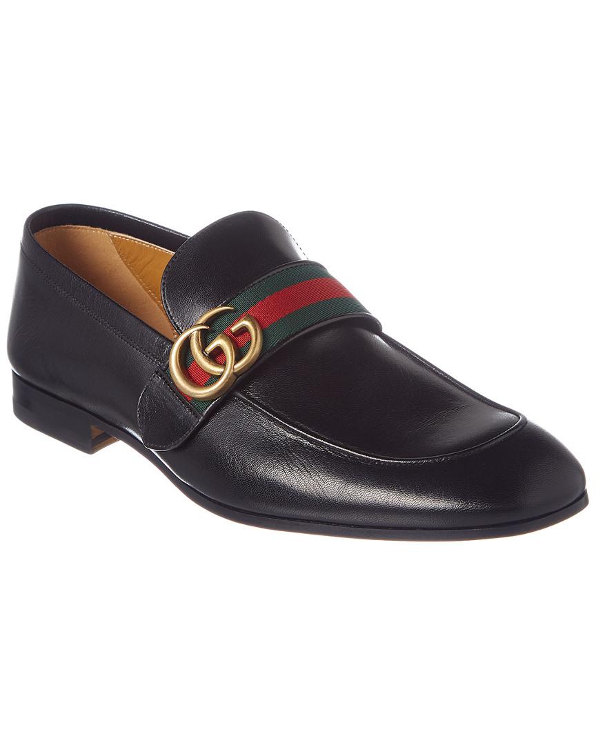Gucci Leather Loafer With GG Web in Blue Leather (Blue) for Men - Save ...