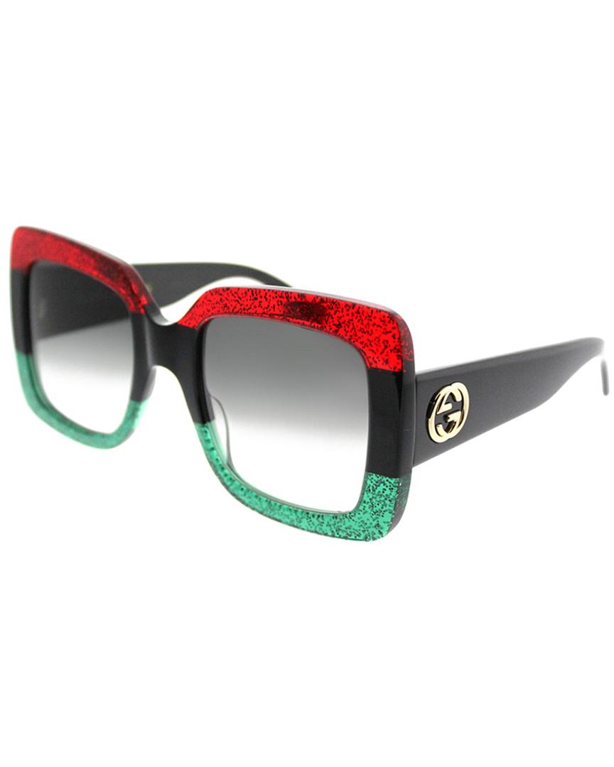 Gucci Glittered Gradient Oversized Square Sunglasses, Red/black/green - Lyst