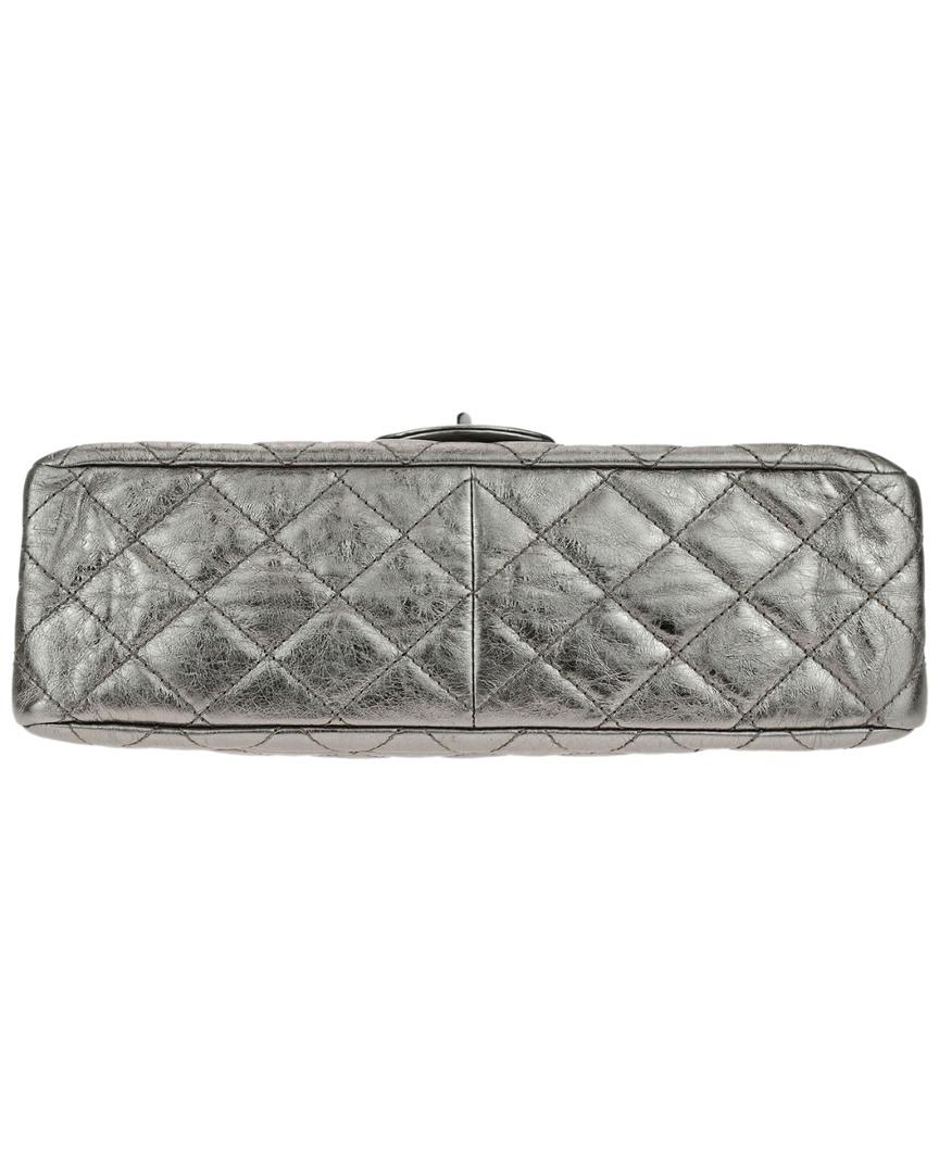 Chanel Dark Silver Distressed Quilted Calfskin Leather 2.55 Reissue Double Flap  Bag in Metallic