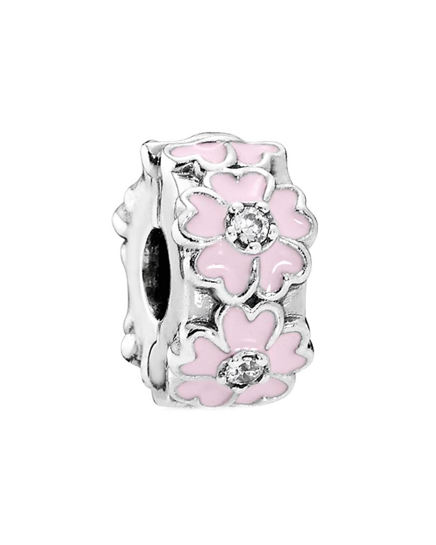 PANDORA Jewelry Moments Silver Cz & Enamel Pink Primrose Flower 