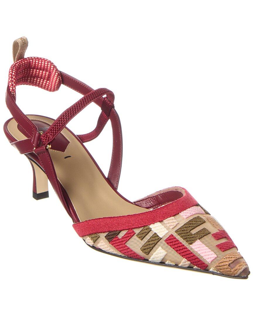 パンプス Fendi Colibri Lite Slingback In Pink Ff Mesh Fendi Ff Colibri Lite Medium Mesh & Leather Slingback Mule
