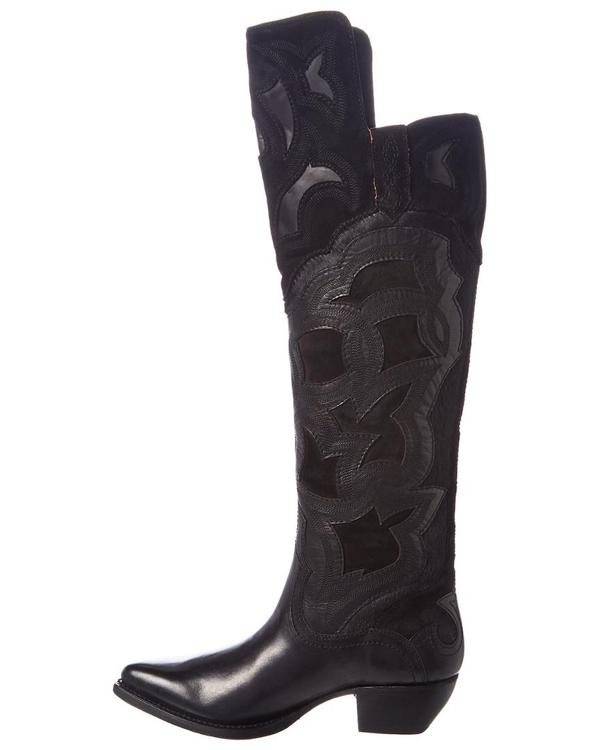 Frye Shane Embroidered Suede & Haircalf Boot in Black - Lyst