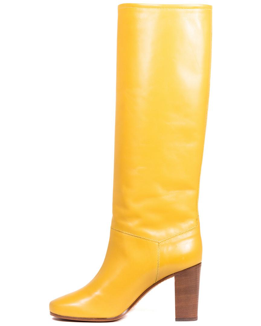 mustard yellow leather boots