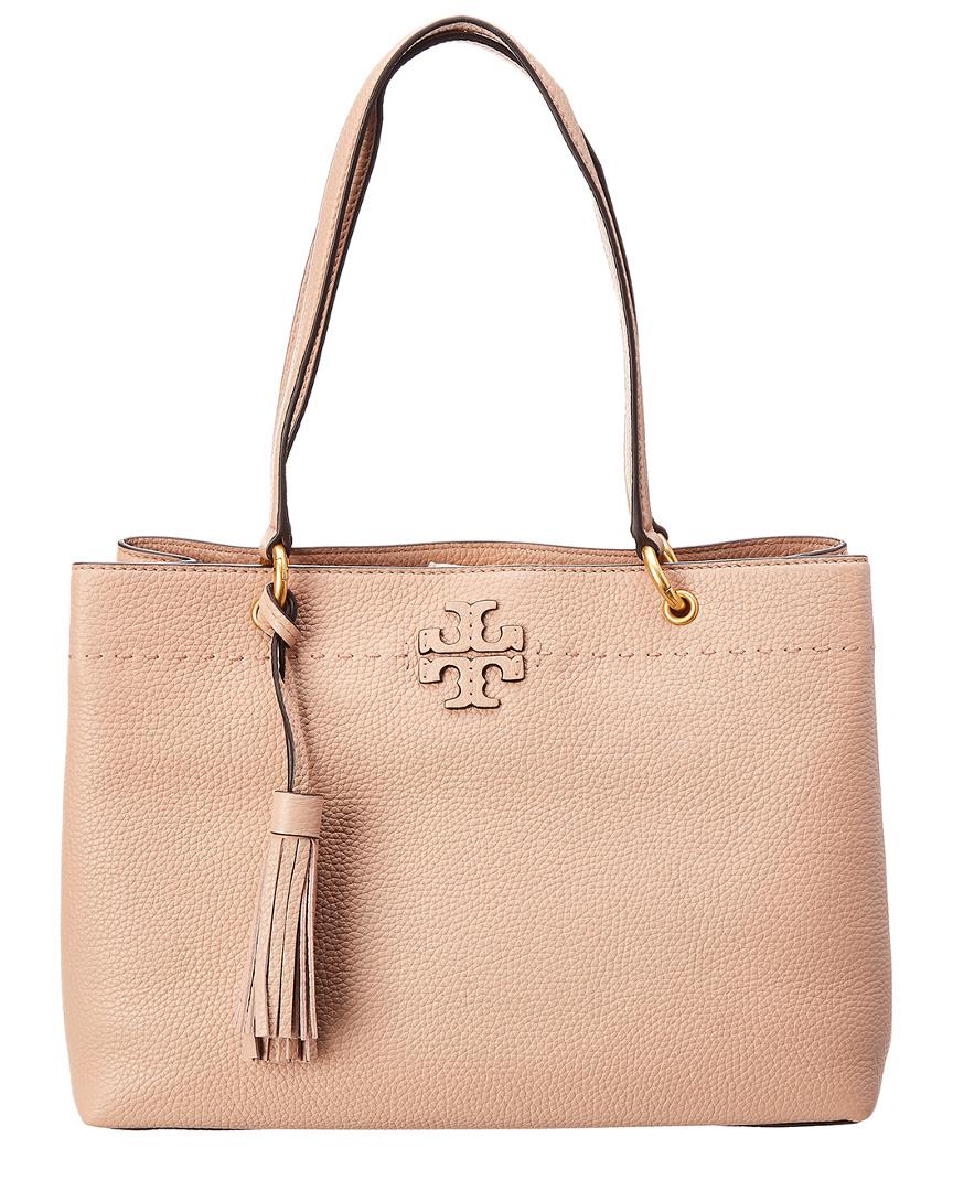 Tory Burch Mcgraw Triple Compartment Leather Tote in Natural - Lyst