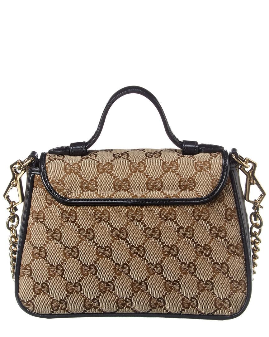 Gucci GG Marmont Mini Canvas & Leather Top Handle Shoulder Bag in