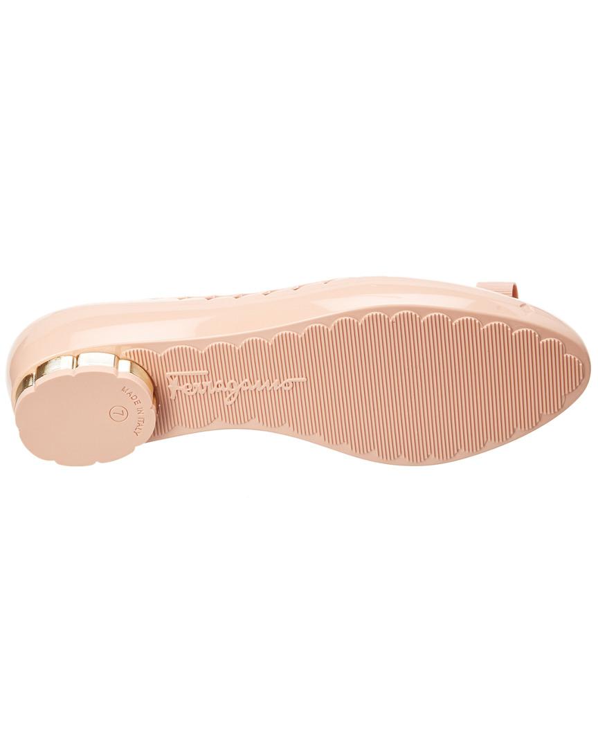 salvatore ferragamo flower heel jelly ballet flat