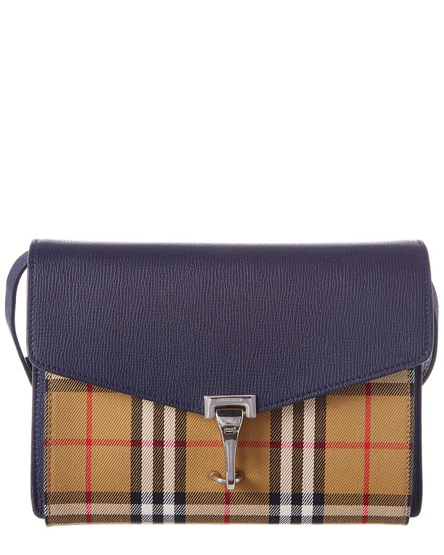 Burberry Small Vintage Check And Leather Crossbody Bag in Blue - Lyst