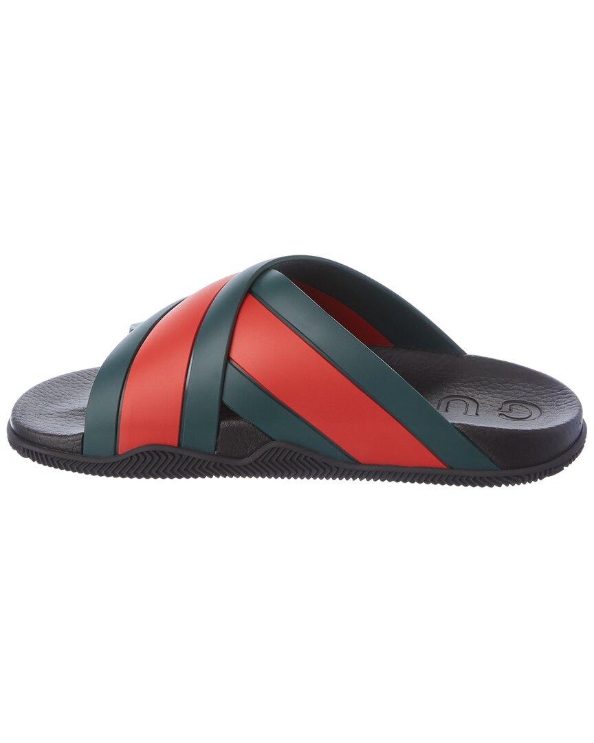 Gucci Rubber Slide Sandal With Web in Red for Men | Lyst