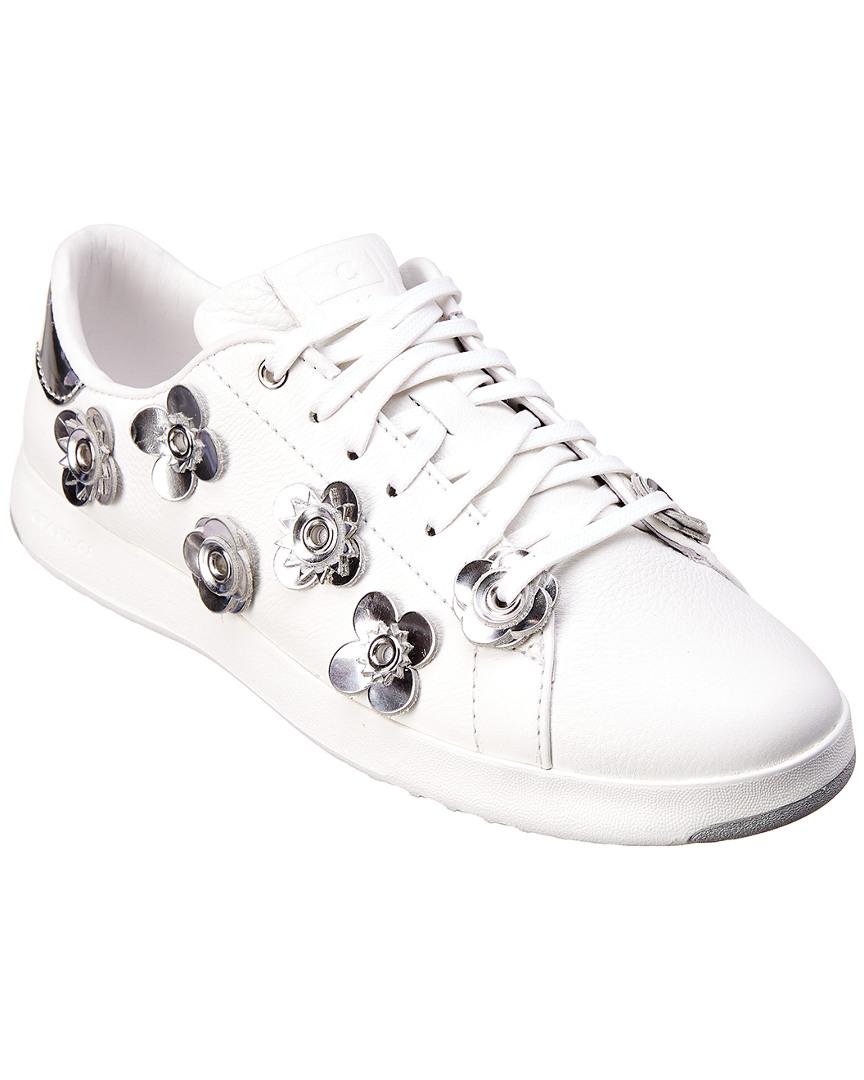 Cole Haan Leather Grandpro Flower Tennis Sneakers in White | Lyst