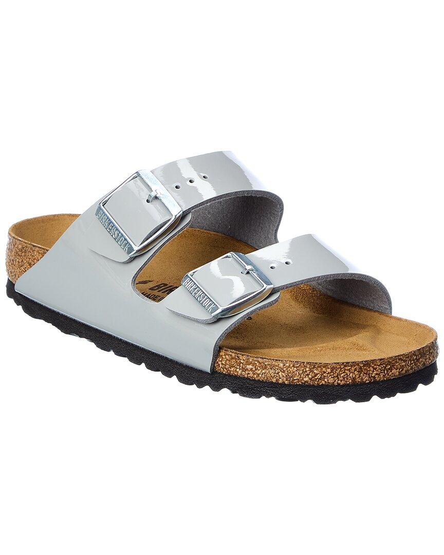 Birkenstock Suede Arizona Patent Birko-flor Narrow Sandal in Grey (Gray) |  Lyst