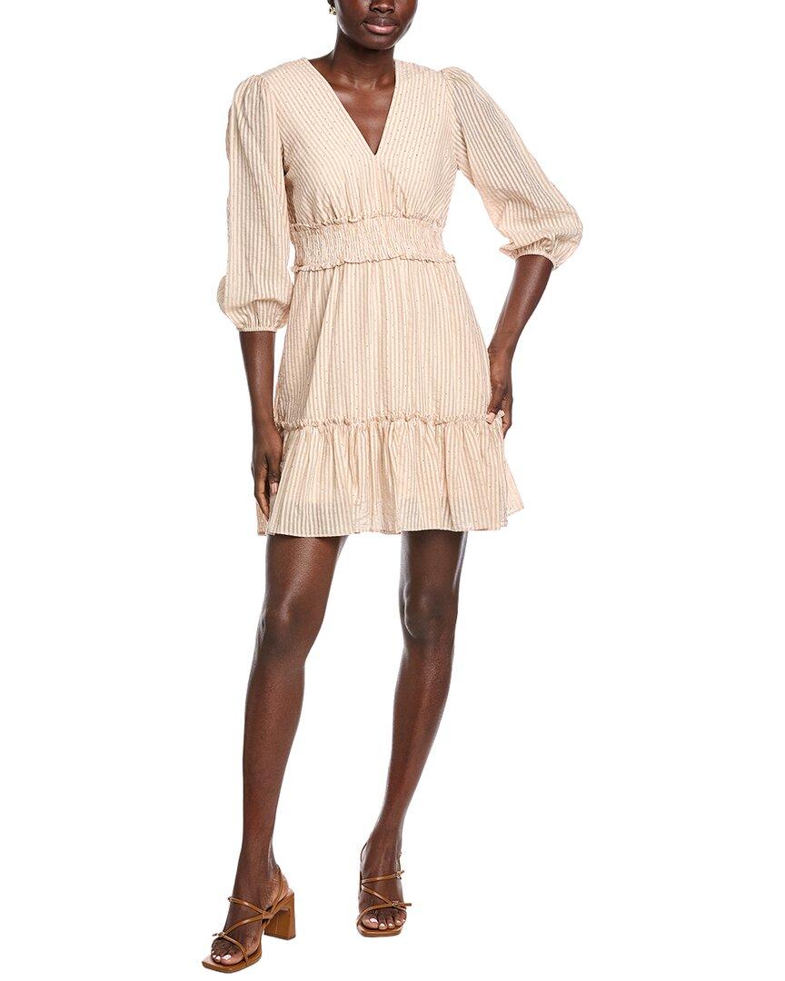 moonlit mini dress pink stripe Kesyani Mini Dress in Vertical Pink Stripe , V Neck