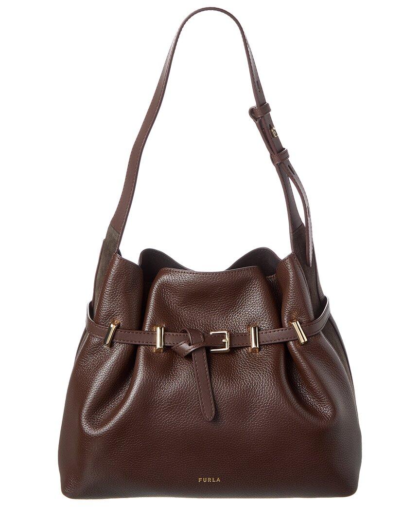Furla Aura Leather Drawstring in Brown | Lyst