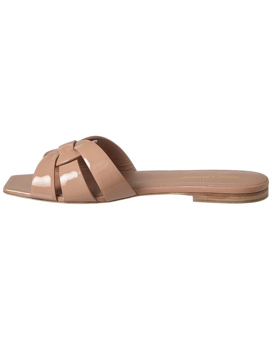 Saint Laurent Nu Pieds 05 Tribute Patent Slide Sandal in Natural | Lyst