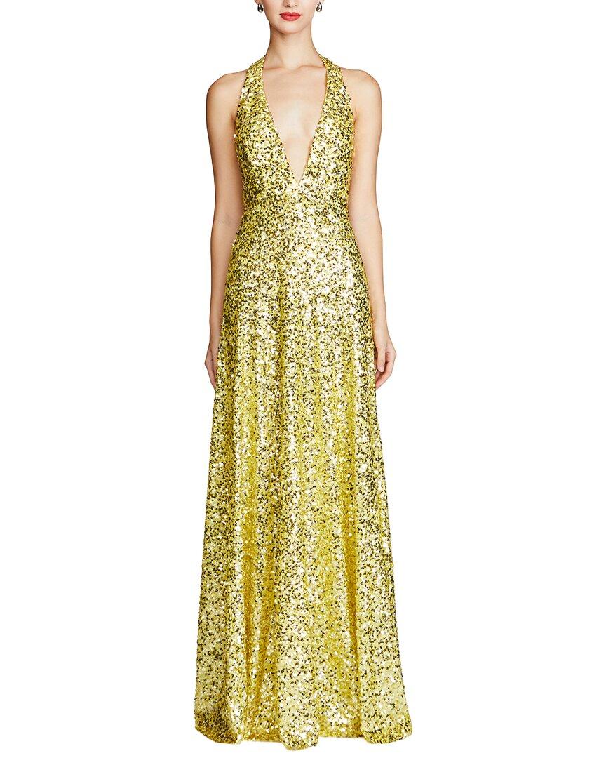 halston heritage gold dress Vintage Halston Tiger Sequin Sheath Gown – Recess main image 0
