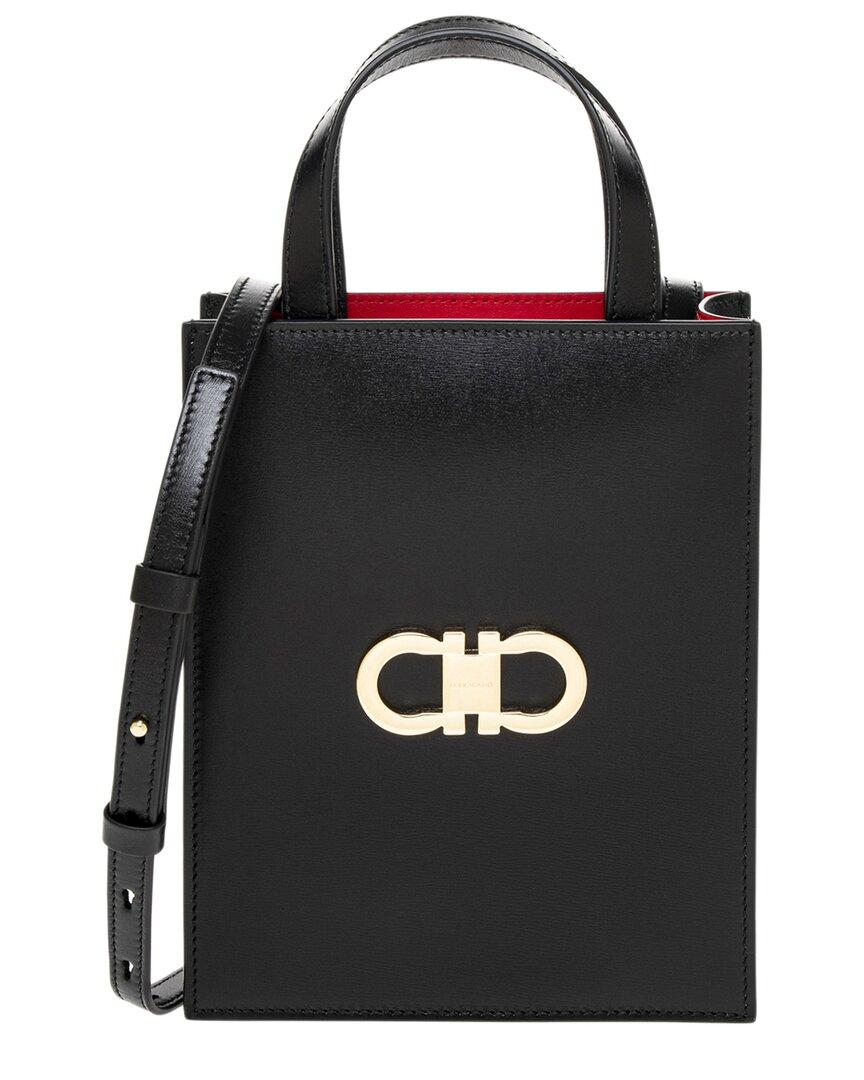 New SALVATORE FERRAGAMO Double Gancio Mini Tote Logo Bag