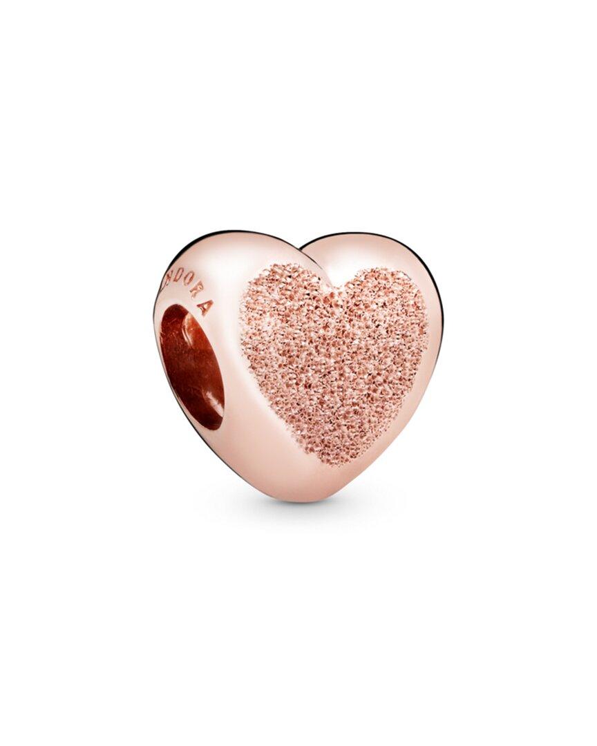 PANDORA 14k Rose Gold Vermeil Matte Brilliance Heart Charm in White | Lyst