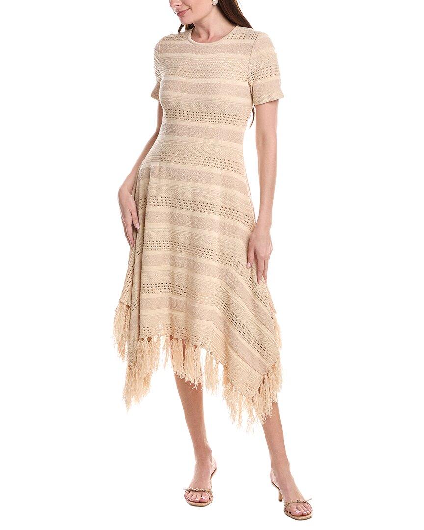 misook dresses Fit & Flare Geometric Collared Soft Knit Maxi Dress
