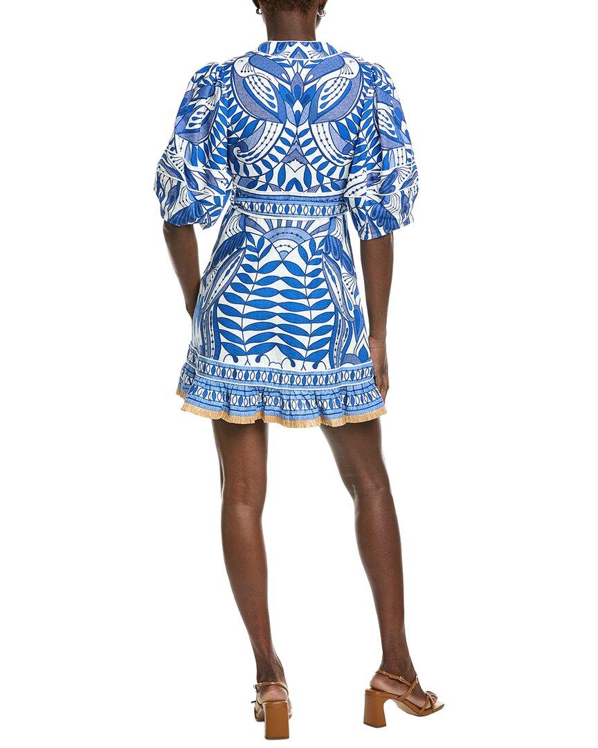FARM Rio Linen Lace Nature Mini Dress in Blue | Lyst