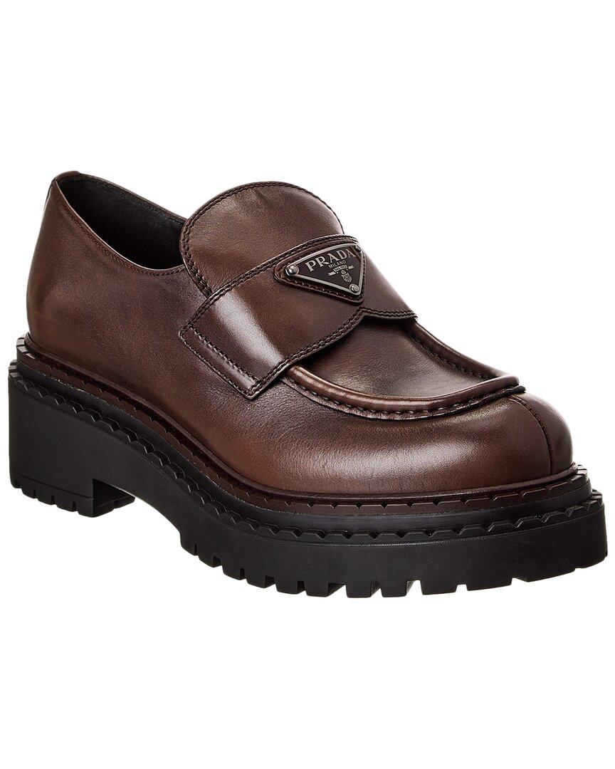 Prada Double Chocolate Leather Loafer in Brown Lyst UK