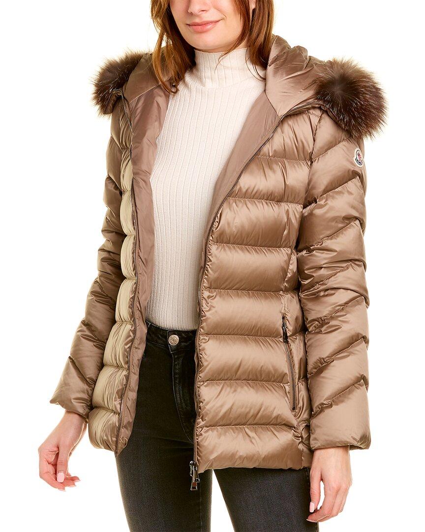 Moncler Synthetic Short Down Jacket in Brown | Lyst