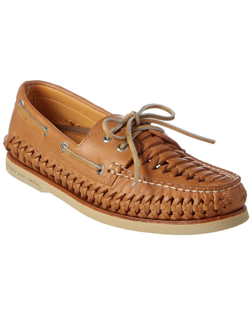 Sperry Top-Sider Men's Gold A/o Woven Leather Boat Shoe in Brown for Men |  Lyst