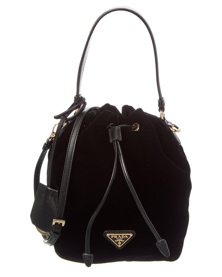 【PRADA】VELVET MINI BUCKET BAG Prada Velvet Mini Bag | Black | FARFETCH