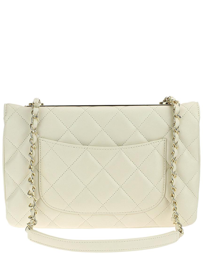 Chanel Beige Lambskin Leather Trendy Cc Small Single Flap Bag in Natural