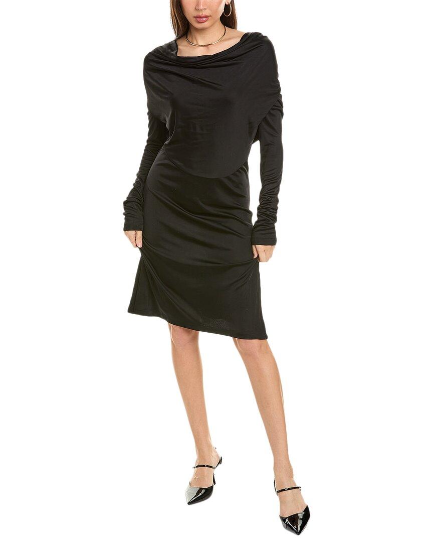 long black dress with flowy sleeves Long Sleeve High Slit Black Plus Size Maxi Dress main image 0