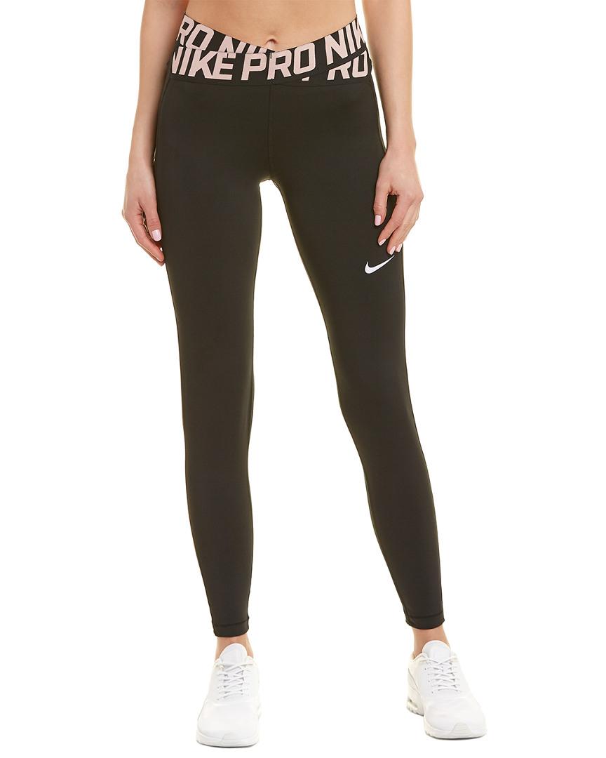 Nike Nike Pro Training Crossover Leggings In Black And Pink | Lyst