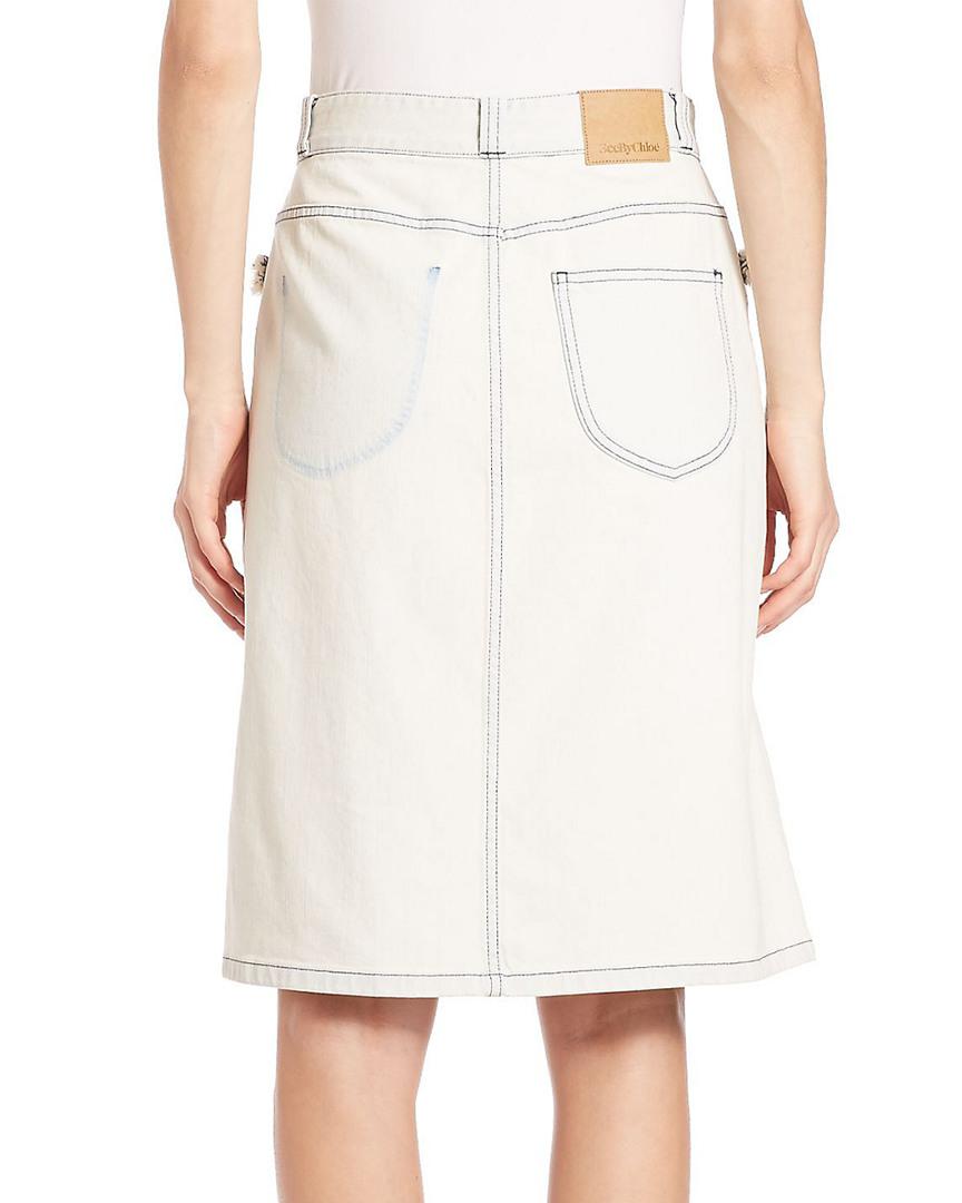 see by chloe braided denim skirt