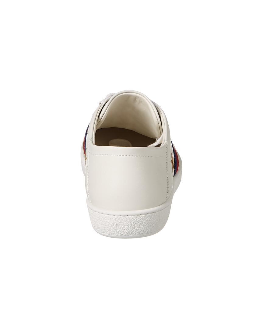 Women's Ace sneaker with bee in white leather