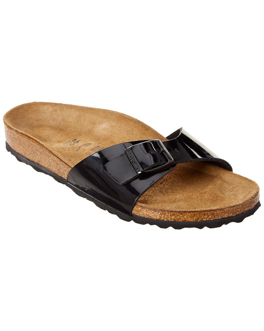 Birkenstock Madrid Birko-flor Leather Narrow Sandal in Black - Lyst