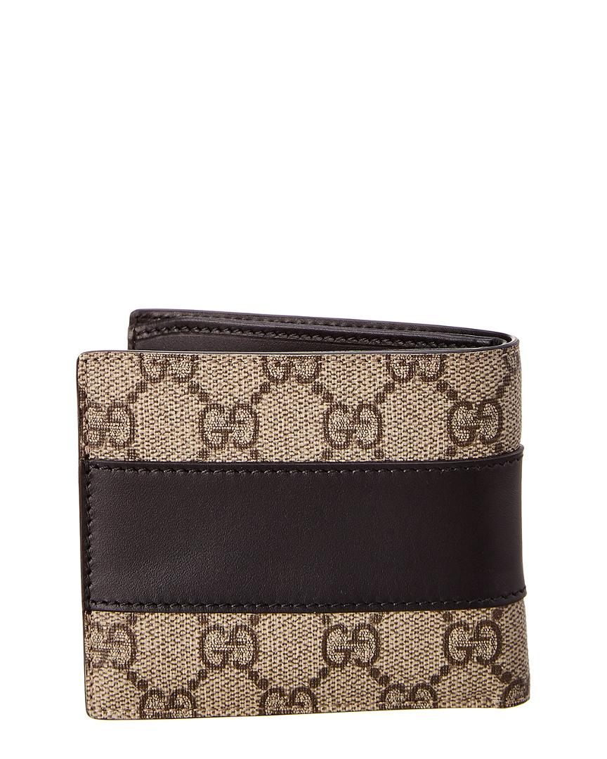 Gucci Canvas GG Supreme Leather Bifold Wallet in Black for Men - Lyst