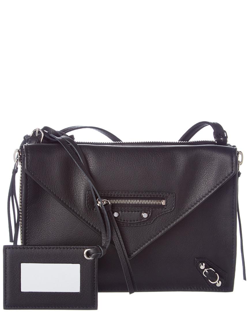 triple zipper black leather handbag — MUSEUM OUTLETS