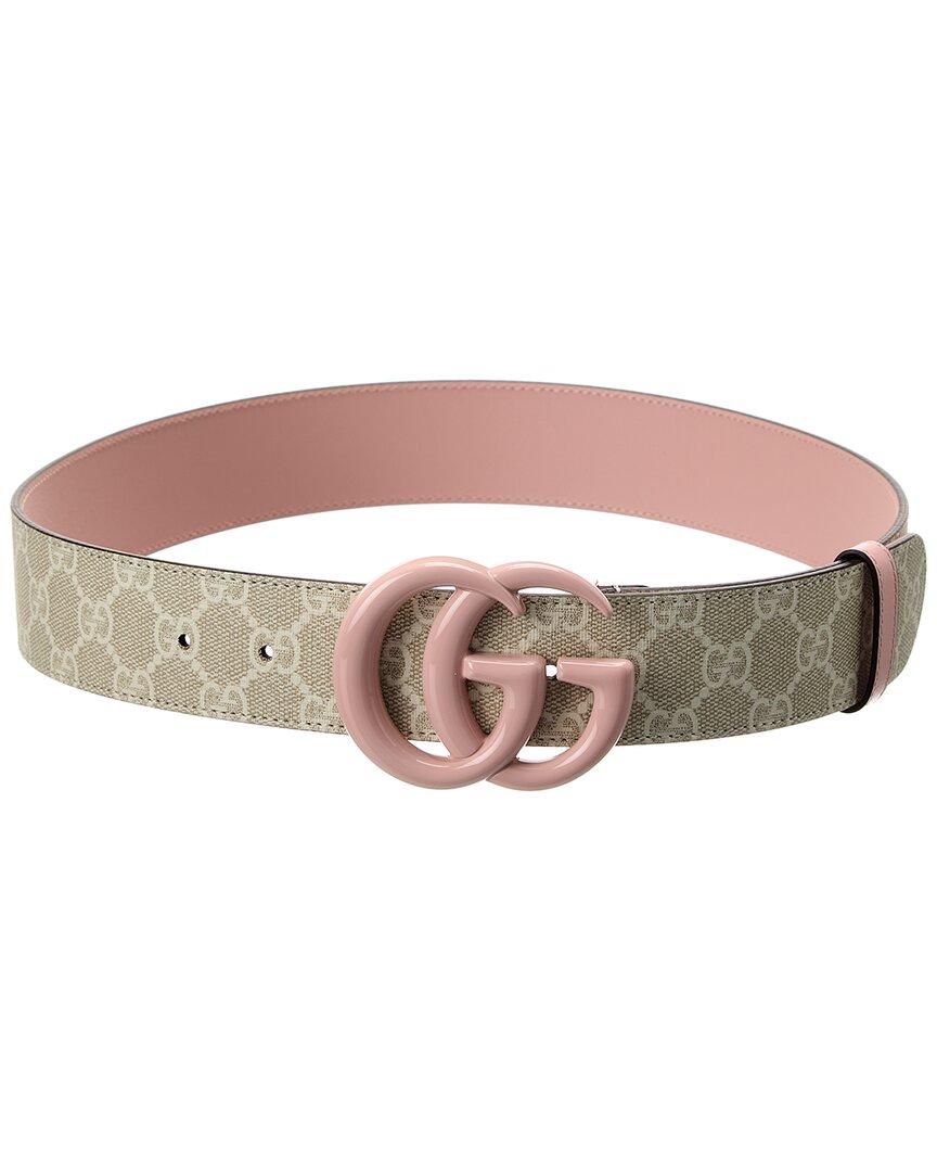 Gucci GG Marmont GG Supreme Canvas & Leather Belt in White | Lyst