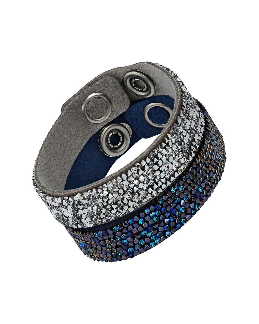Swarovski Crystal Rock 5089700 & Silver Alcantara Wrap Snap Button Bracelet  Set For in Blue | Lyst