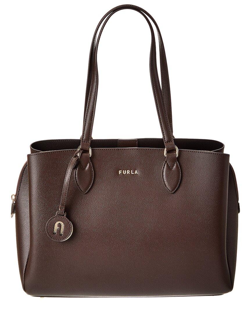 Furla Minerva Large Leather Tote in Brown | Lyst