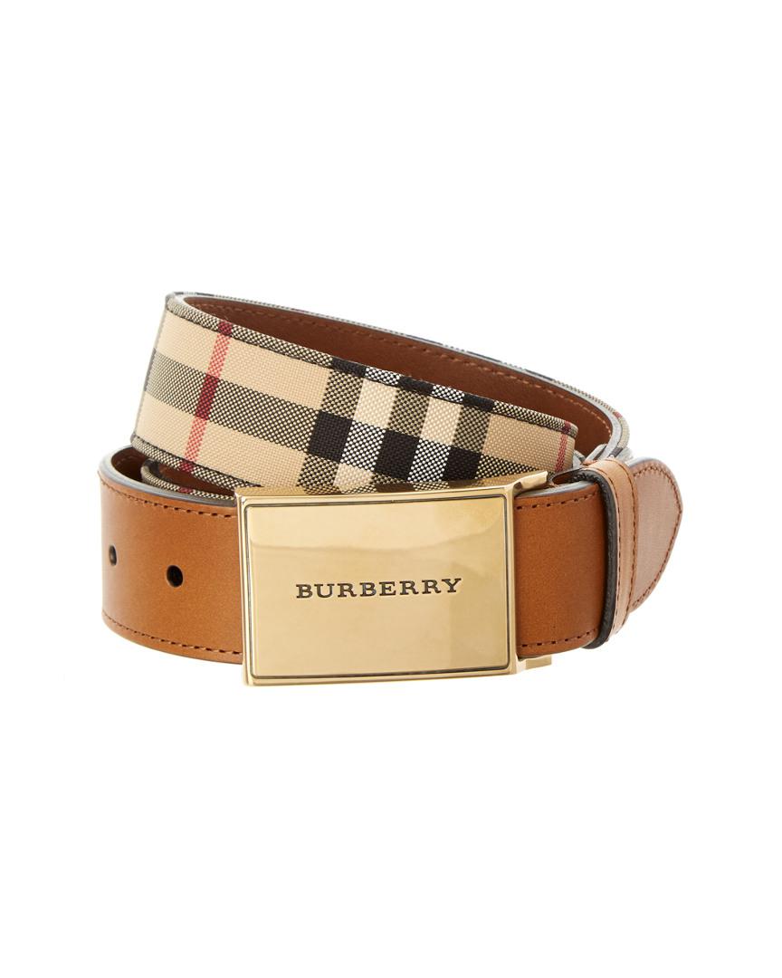 Burberry Horseferry Check & Leather Belt for Men | Lyst