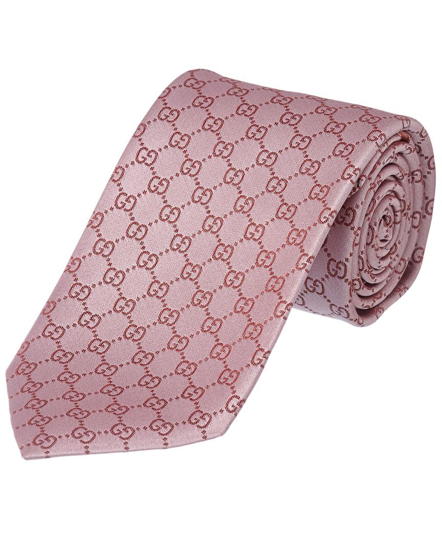 Gucci Pink Gg Pattern Silk Tie for Men | Lyst